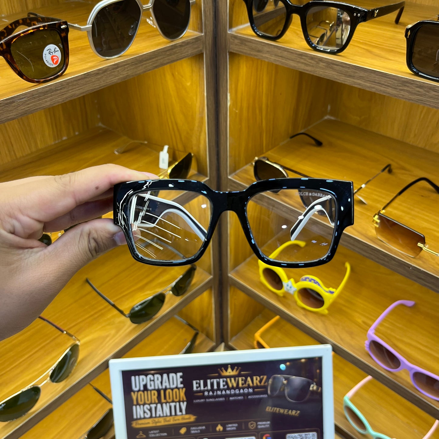 D&G Transparent Lens Black-White Frame Premium Sunglasses
