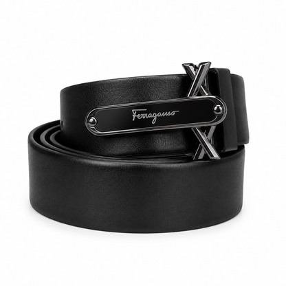 Ferragamo Black Signature Monogram Buckle Belt