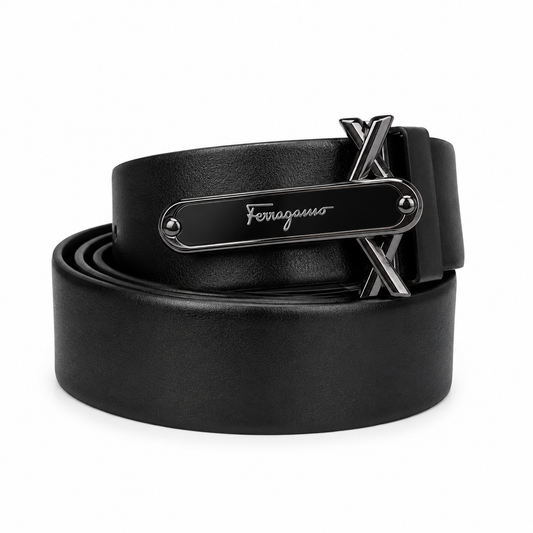 Ferragamo Black Signature Monogram Buckle Belt