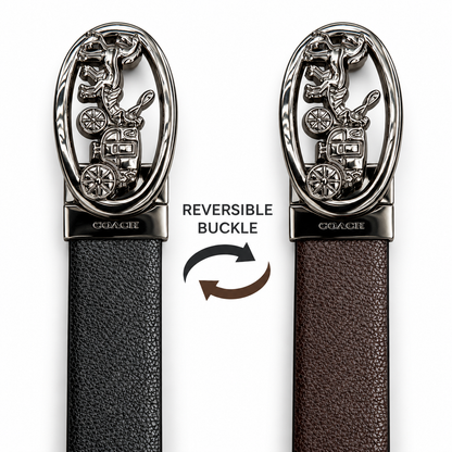 Premium Reversible Coach Carriage Buckle Belt – Black & Brown