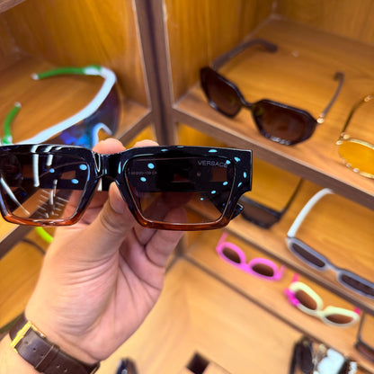 Versace Black-Brown Rectangle Premium Luxury Sunglass m
