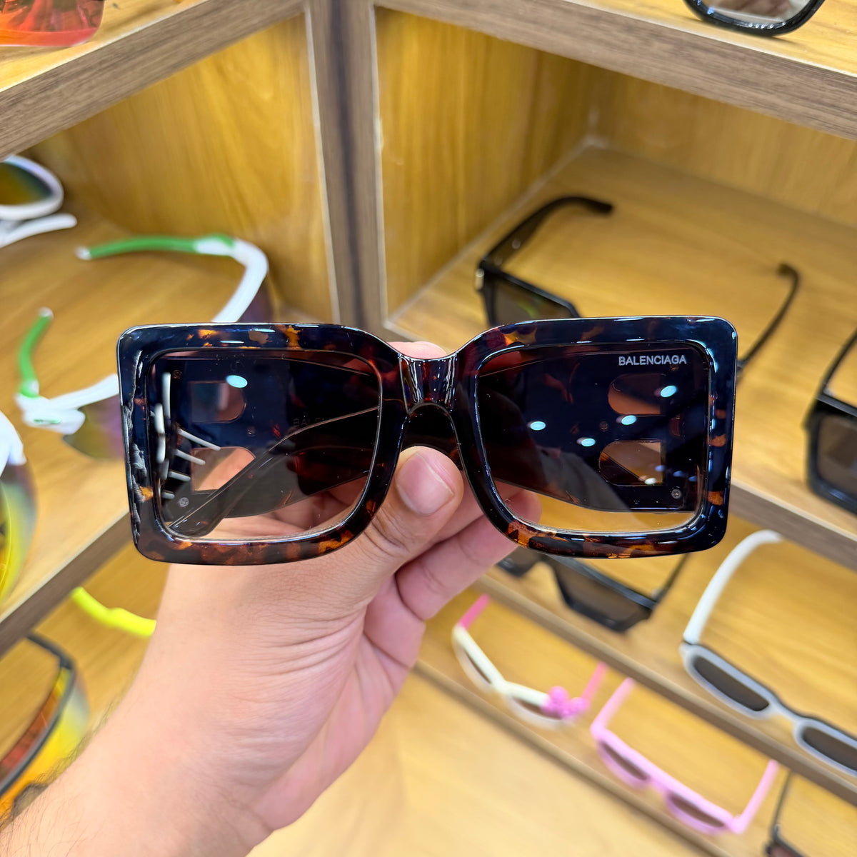 BALENCIAGA Over Size Brown Leopard Print Premium Fashion Sunglasses
