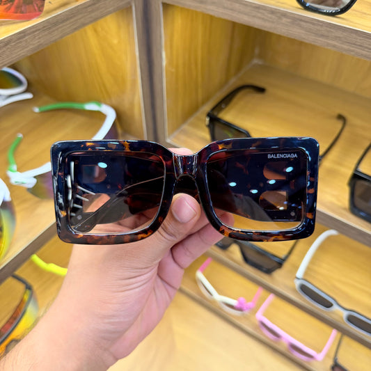 BALENCIAGA Over Size Brown Leopard Print Premium Fashion Sunglasses