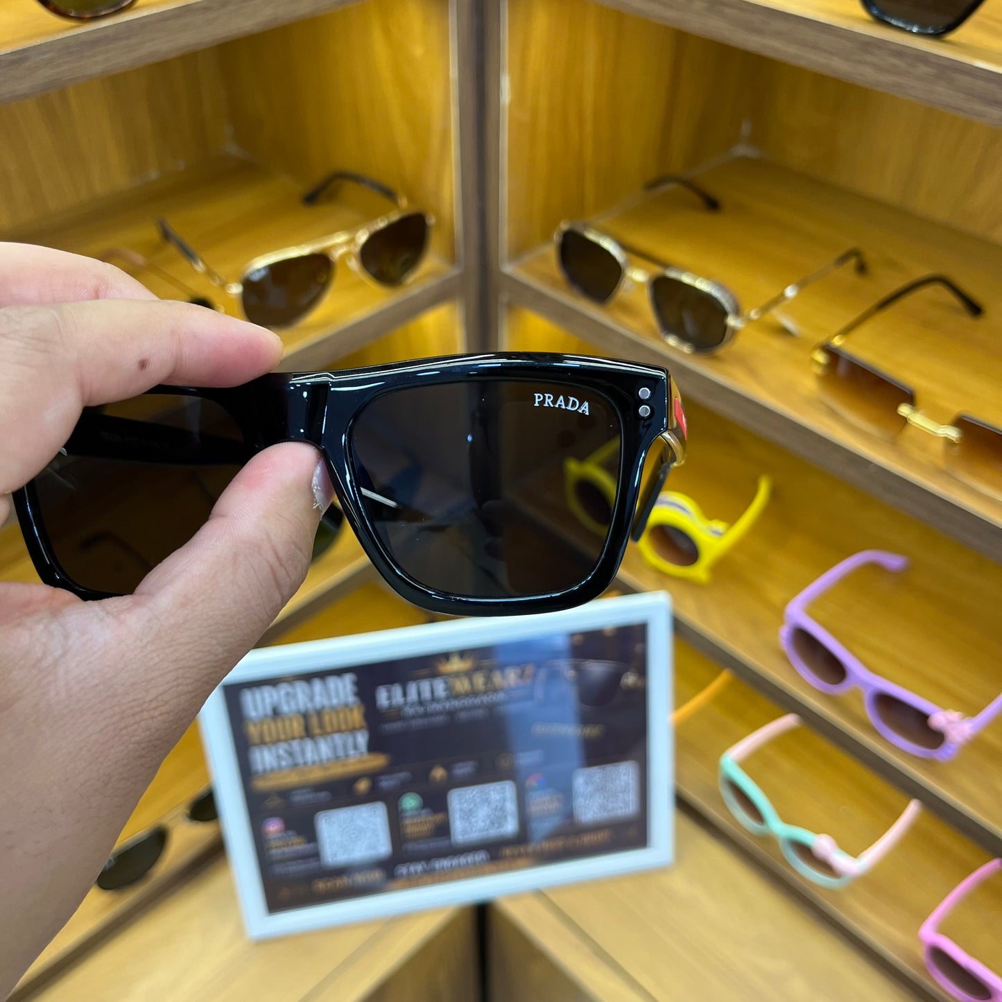 Prada Black Rectangle 3835 Unisex Sunglasses