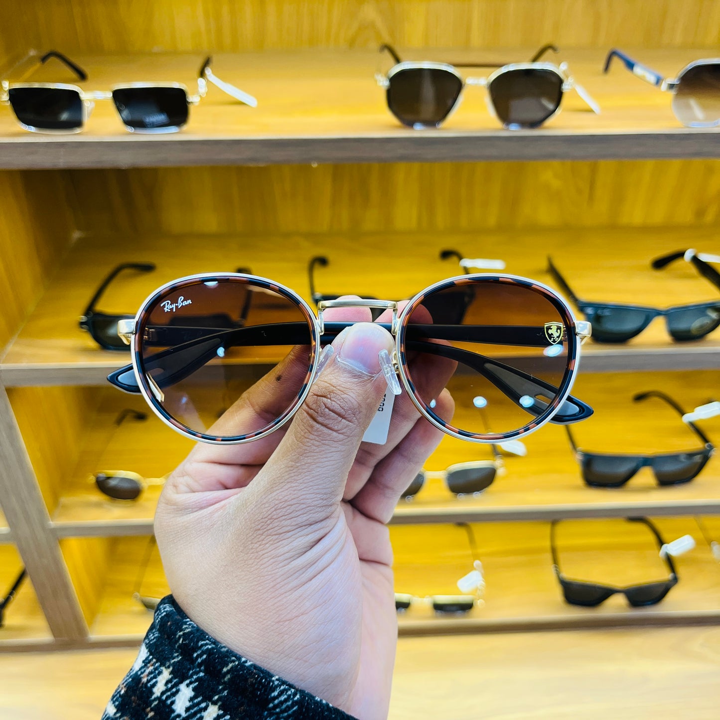 RB Ferrari Oval Brown Colour Premium Sunglass
