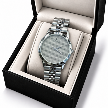 Calvin Klein Silver Textured Grey Dial Stainless Steel Watch