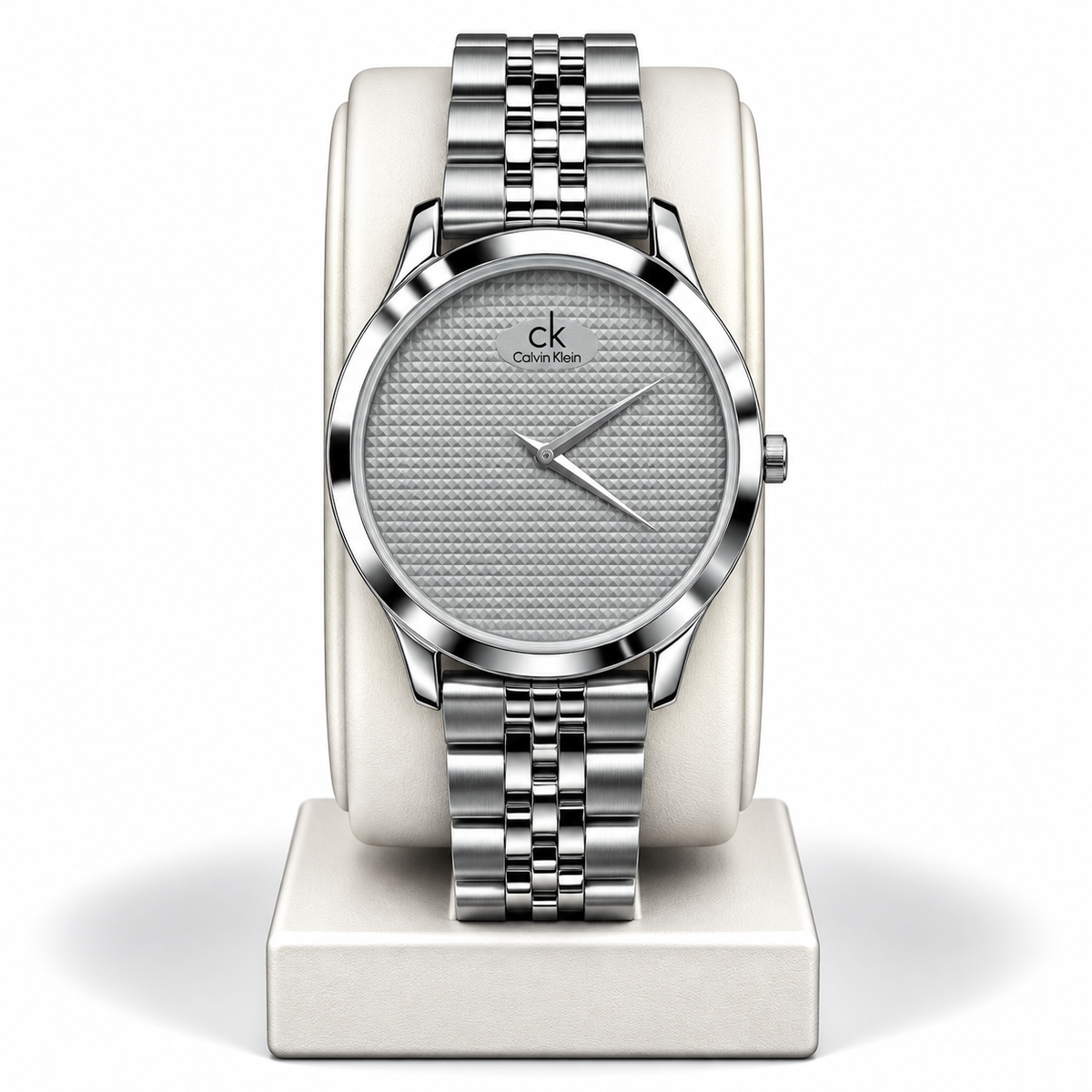 Calvin Klein Silver Textured Grey Dial Stainless Steel Watch