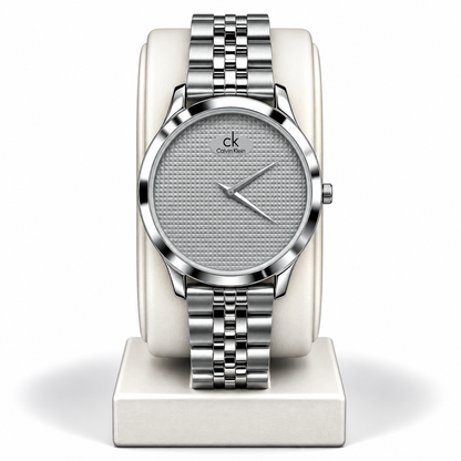 Calvin Klein Silver Textured Grey Dial Stainless Steel Watch