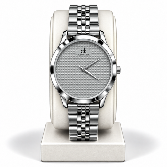 Calvin Klein Silver Textured Grey Dial Stainless Steel Watch