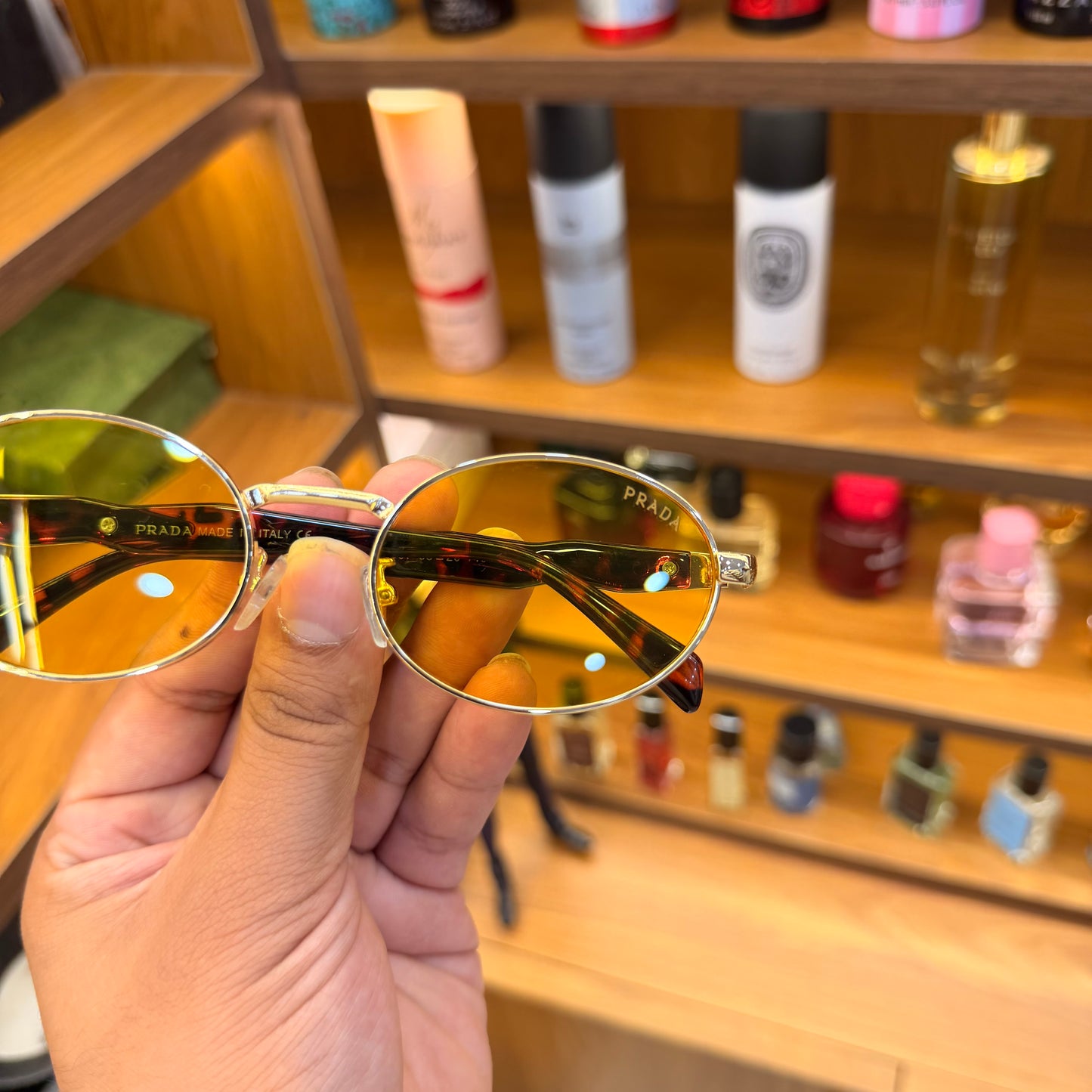 Prada Milano Oval Yellow Lens Premium Sunglass