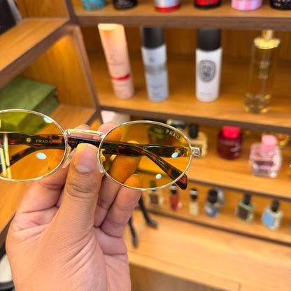 Prada Milano Oval Yellow Lens Premium Sunglass