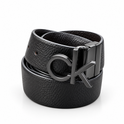 Calvin Klein CK Matt Black Logo Buckle Reversible Black & Brown Belt