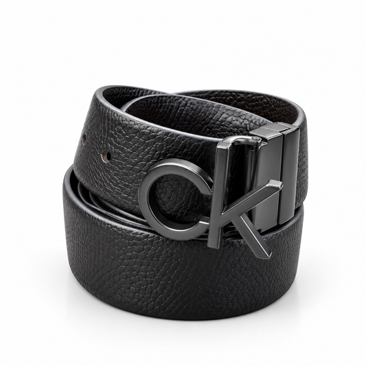 Calvin Klein CK Matt Black Logo Buckle Reversible Black & Brown Belt