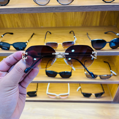 Cartier Oval Frameless Brown Shade Sunglasses