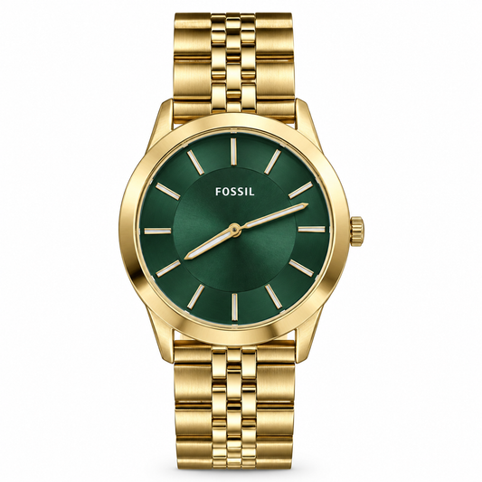 Fossil Neutra Green Dial Gold-Tone Watch