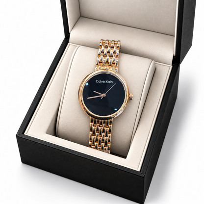 CK Midnight Black Gold-Tone Minimalist Watch