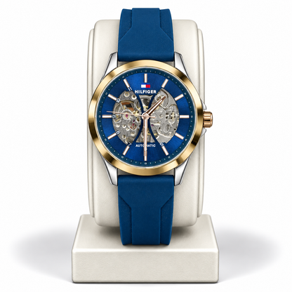 Tommy Hilfiger Blue Automatic Skeleton Dial Watch