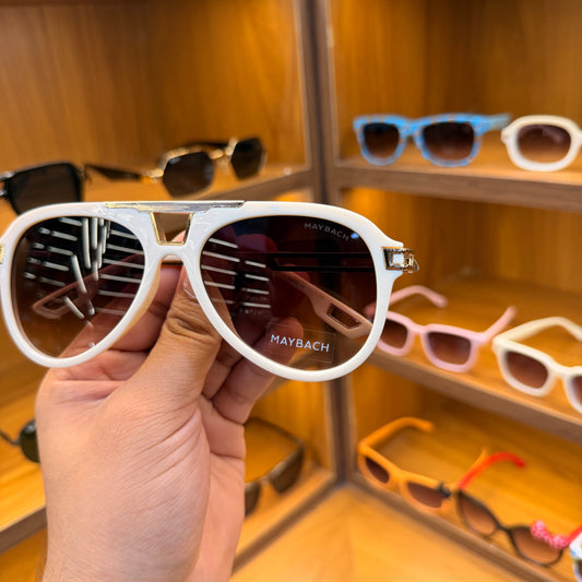 Maybach Aviator Style White Colour Premium Sunglasses