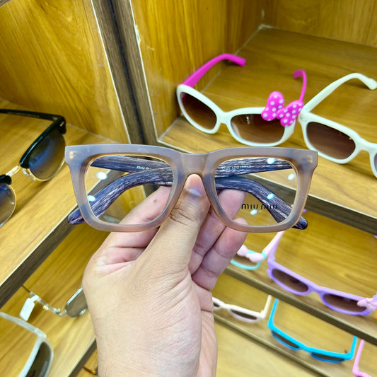 Miu Miu Peach Colour stylish Wooden Frame Trending Sunglasses