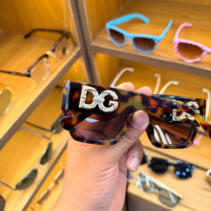 DOLCE & GABBANA 6147 Leopard Brown Rectangle Oversized Stylish Trendy Premium Sunglasses