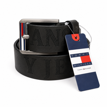 Tommy Hilfiger Classic 40 mm Black Embossed Leather Belt