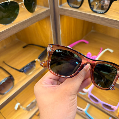 RB Reverse Brown With Black Lens Premium Unisex Fashion Sunglass