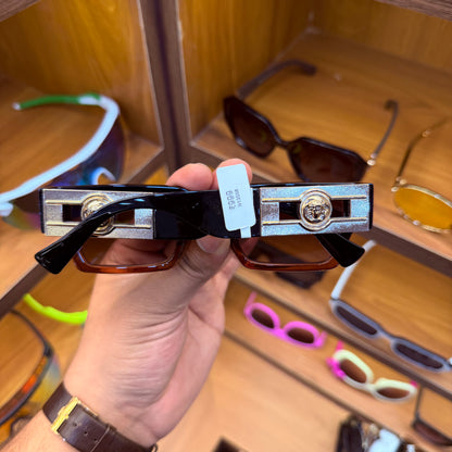 Versace Black-Brown Rectangle Premium Luxury Sunglass m