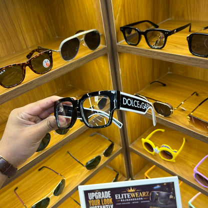 D&G Transparent Lens Black-White Frame Premium Sunglasses