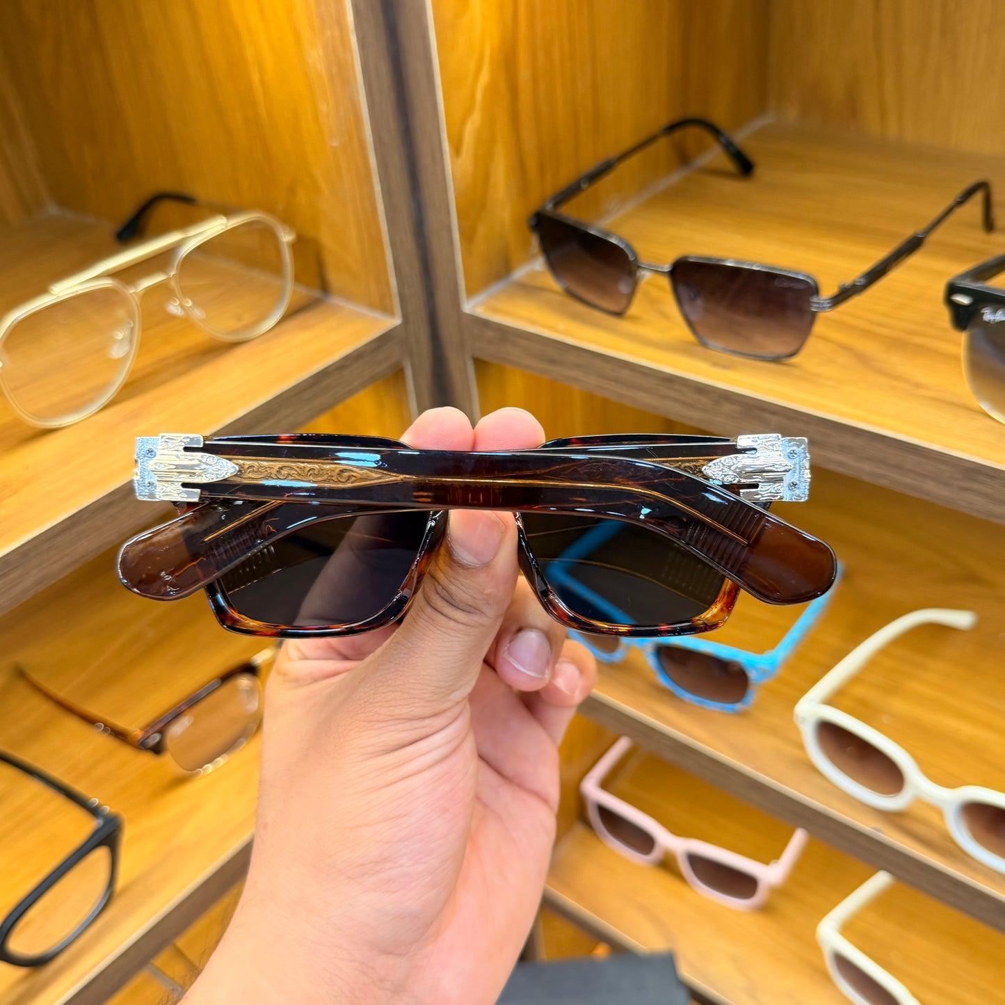 LV KZ1139 Leopard Brwon Rectangle Premium Sunglasses