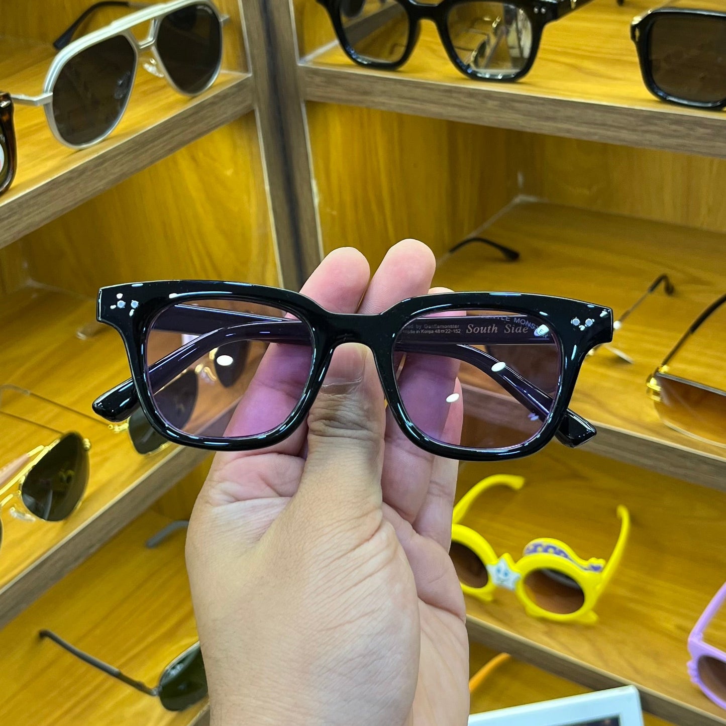 Gentle Monster Pink Lens [ South Side 01 ] Acetate Square Glasses in Black 48-22-152