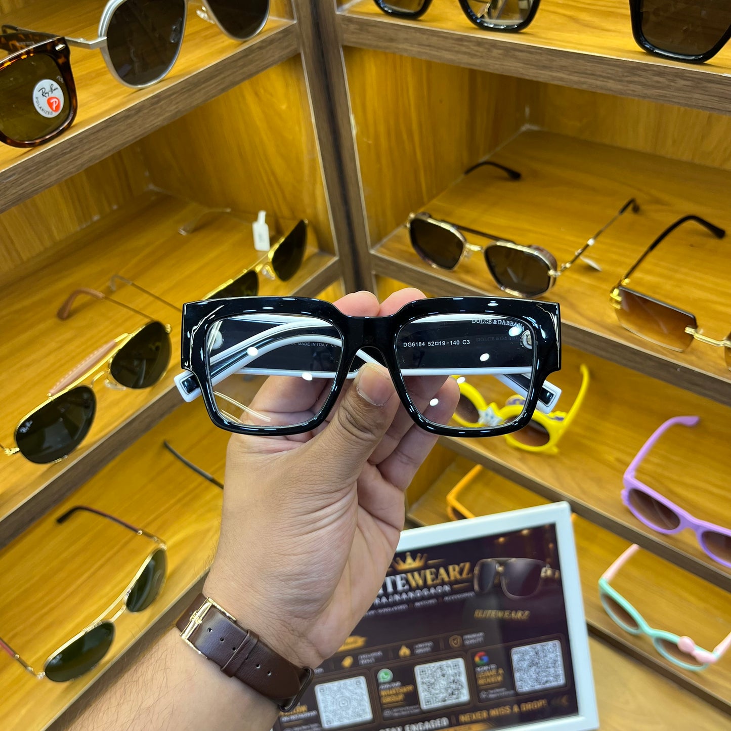 D&G Transparent Lens Black-White Frame Premium Sunglasses
