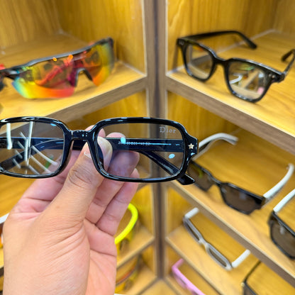 Dior 2545 Black Translucent Lens Rectangle Trending Premium Sunglasses