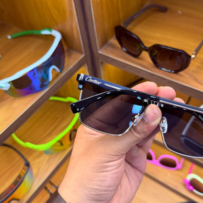 Cartier aJ18322 All Black With Half Gold Metal Frame Stylish Trendy Premium Sunglasses