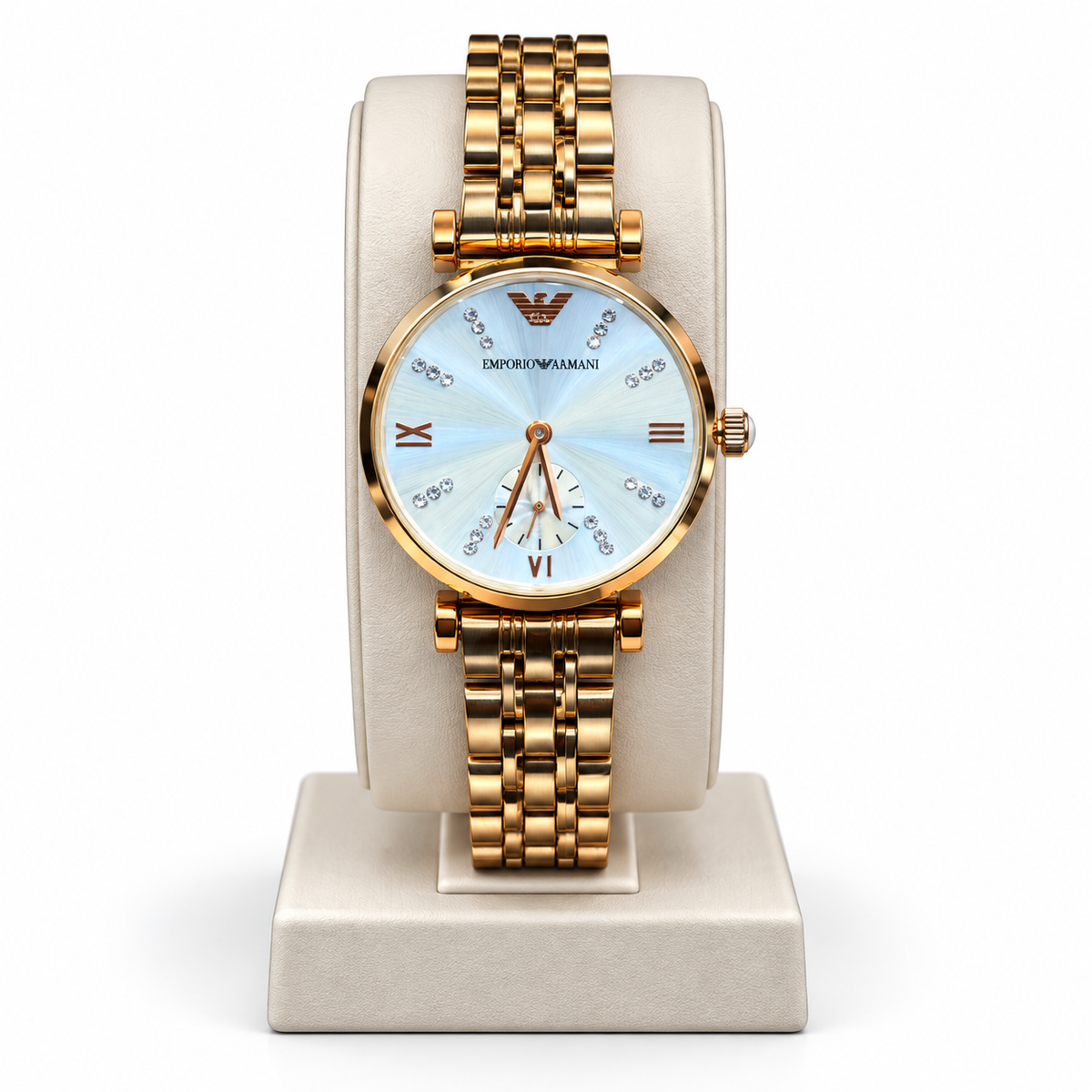 Emporio Armani White Dial Gold-Tone Chronograph Watch