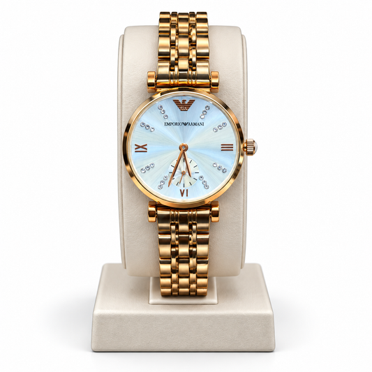 Emporio Armani White Dial Gold-Tone Chronograph Watch