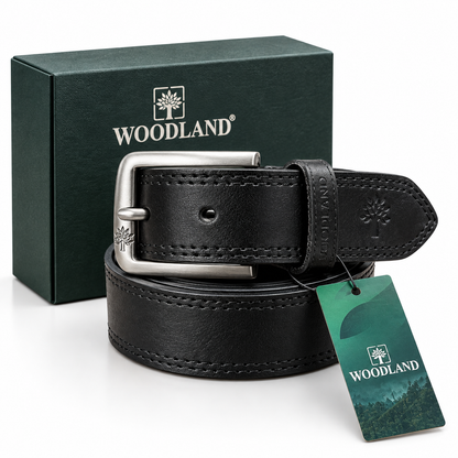 Woodland Classic Black Leather Belt