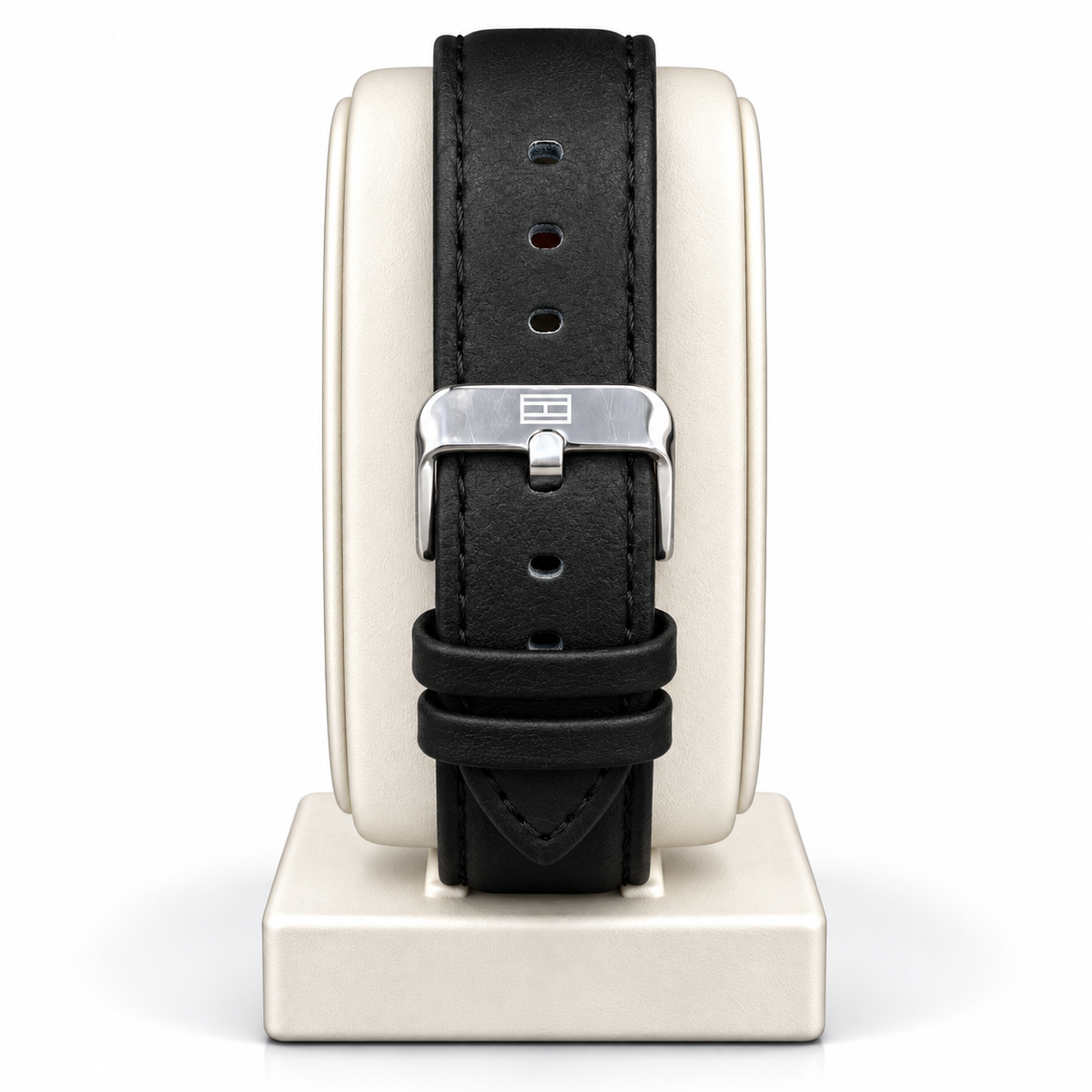 Tommy Hilfiger Automatic Skeleton Watch – Black Dial & Black Leather Strap