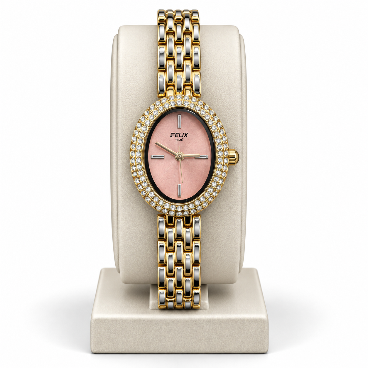 Felix Rose Gold Oval Crystal Bezel Watch