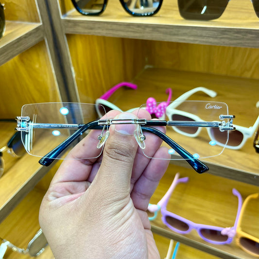 Cartier Silver-Transparent Frameless Unisex Trending Premium Fashion Sunglass