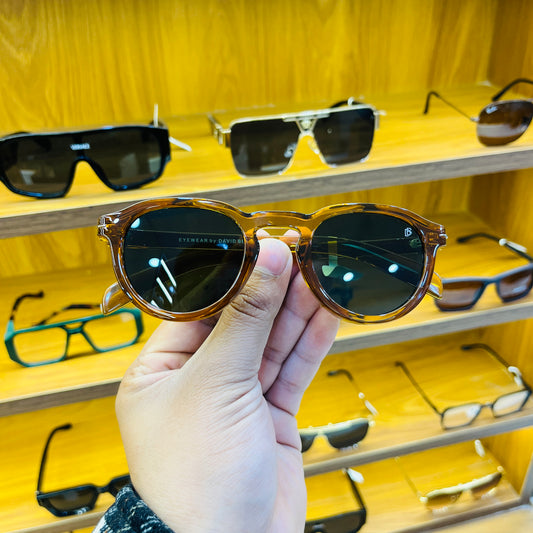 David Beckham Classic Round Sunglasses - Brown Frame, Retro Style