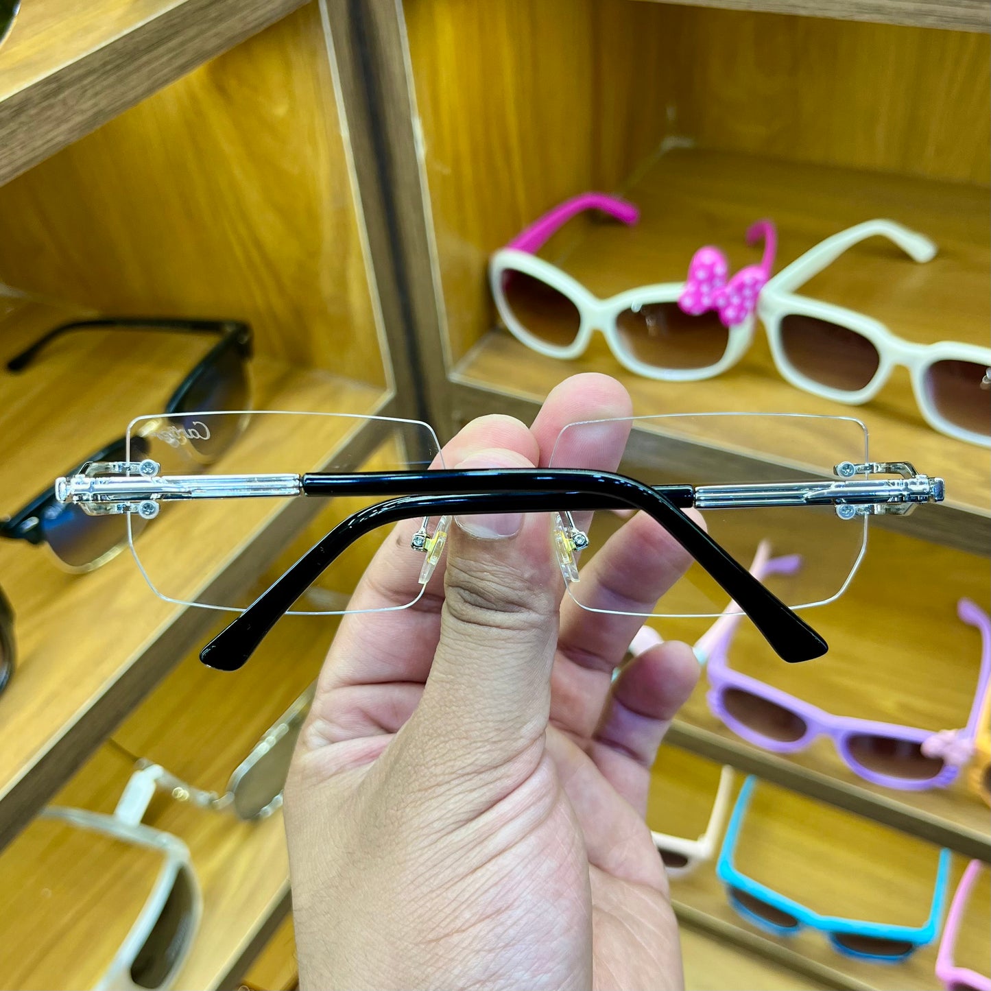 Cartier Silver-Transparent Frameless Unisex Trending Premium Fashion Sunglass