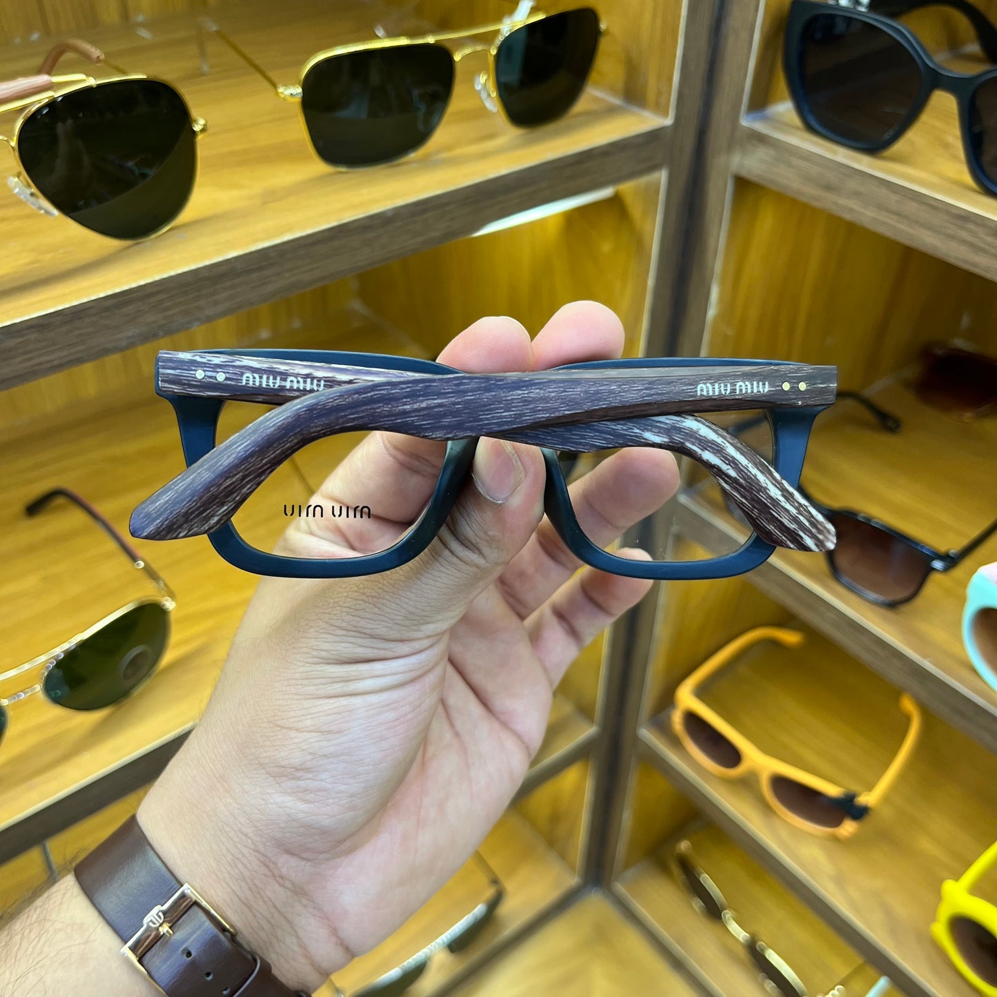 Miu Miu stylish Wooden Frame Trending Sunglasses