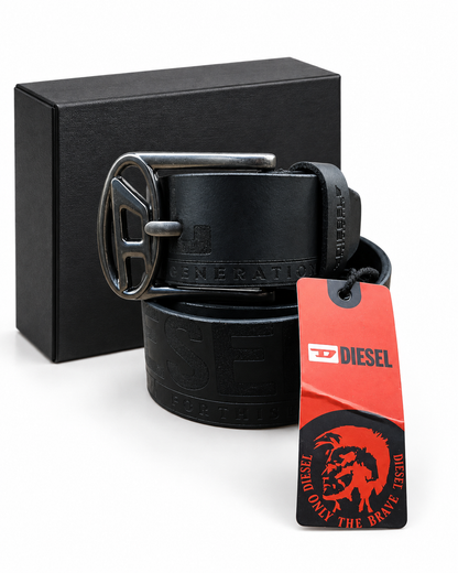 Diesel Black Signature Leather Belt