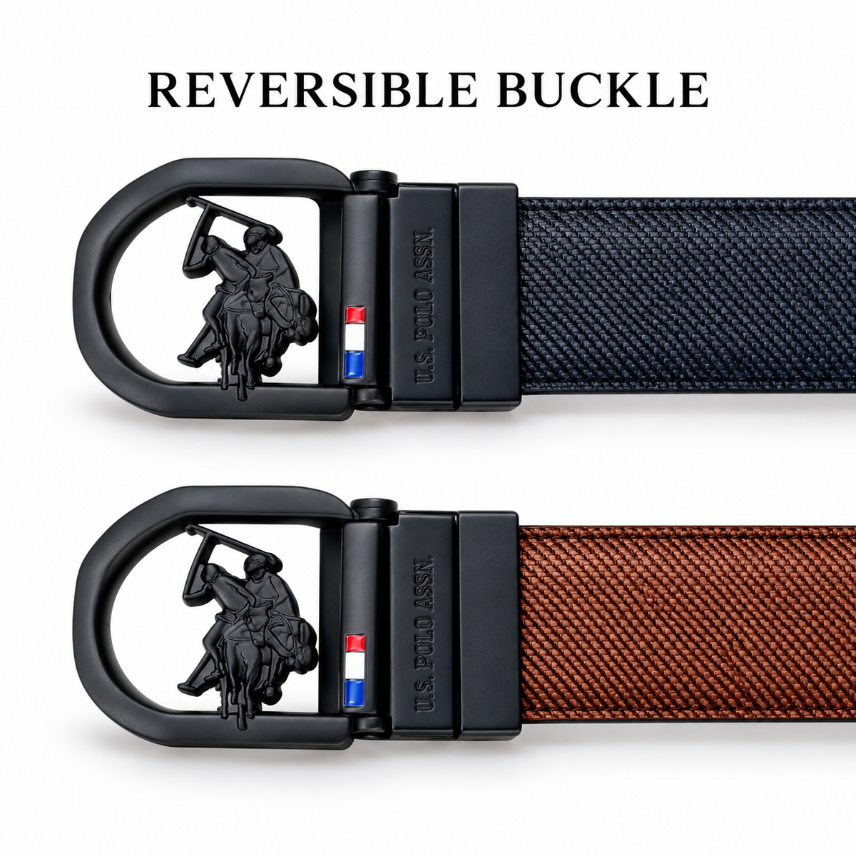 U.S. Polo Assn.-Style Reversible Belt – Black Buckle