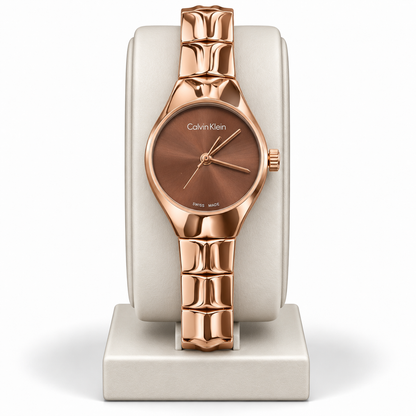 CK Chocolate Brown Rose Gold Minimalist Watch