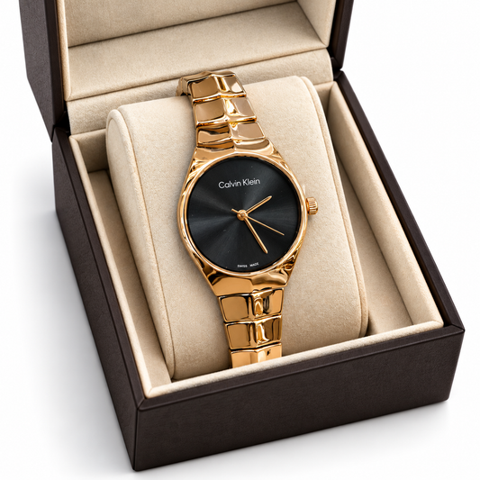 Calvin Klein Minimal – Gold-Tone Black Dial Watch