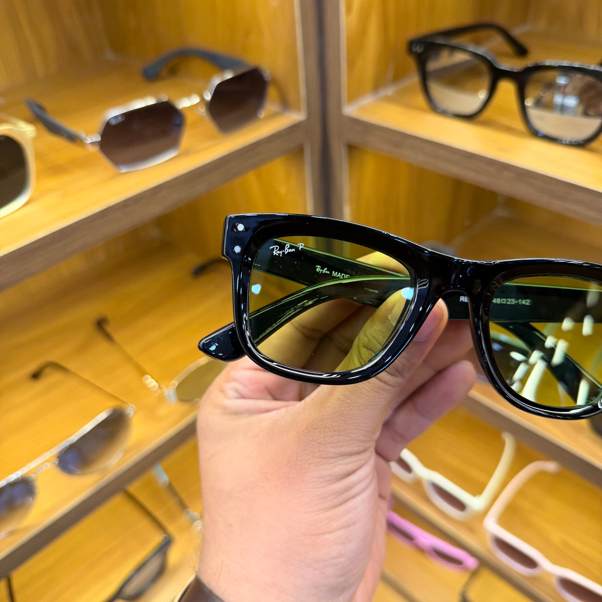 Rayban Reverse Black With Green Lens Premium Unisex Fashion Sunglass