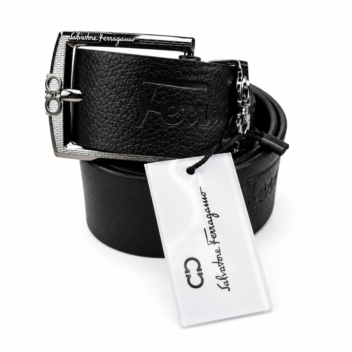 Salvatore Ferragamo Signature Black Leather Belt