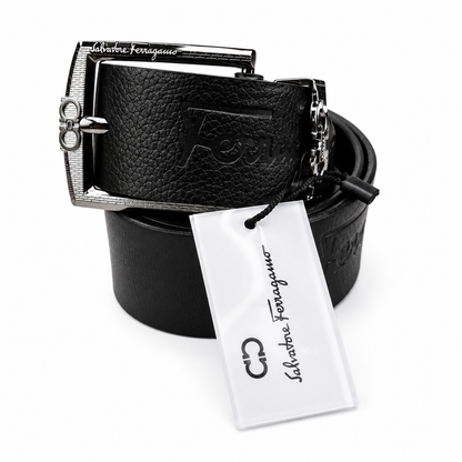 Salvatore Ferragamo Signature Black Leather Belt