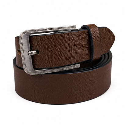 EW Point Classic Textured Brown Leather Belt